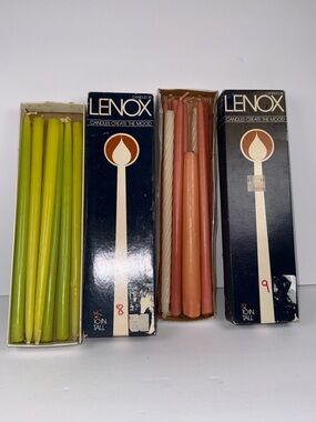 2 Boxes of 1980's Vintage Lenox Candles (Pink/Green/Yellow)